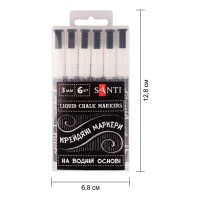 Крейдяний маркер SANTI, білий, 3 мм, 6 шт в коробці