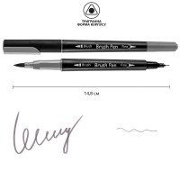 Маркер акварельний SANTI Brush Pen SW-25 сірий двосторонній