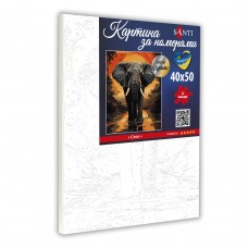 Картина за номерами SANTI Слон  з металізованими фарбами 40х50