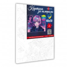 Картина за номерами SANTI Аніме дівчина з рожевим волоссям 40*50 неонові фарби